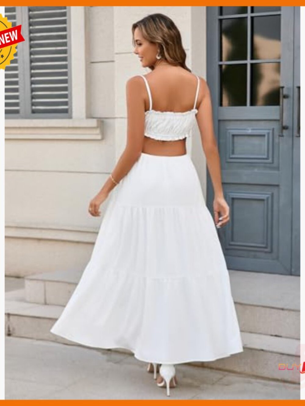 Summer Floral Maxi Dress Spaghetti Strap Cutout Backless Boho Sundress - Picture 5 of 7